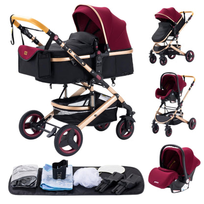 YAZOCO Kinderwagen 3 in 1 Buggy Babybett Komplett Set mit einem Klick Zusammenklappbarer Kinderwagen, KombiKinderwagen Aluminiumrahmen für Neugeborene Sitzzubehör - Meloni2