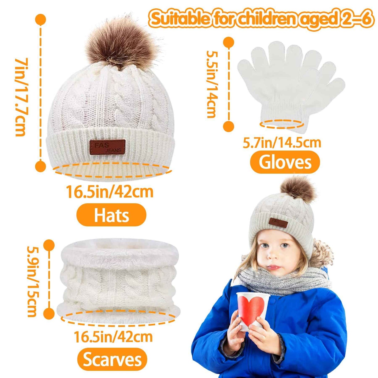 3-in-1 Children's Winter Hat Scarf Gloves Set