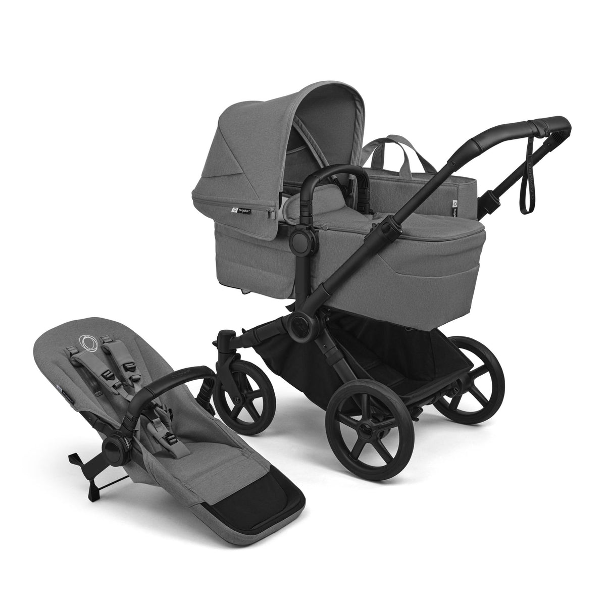 Bugaboo Donkey 6 Single, 2-in-1-Kinderwagen, für Neugeborene & Kleinkinder | umbaubar zum Doppel- und Zwillingskinderwagen, doppelter Stauraum und komfortable Einhand-Lenkung, Heritage Black Meloni2