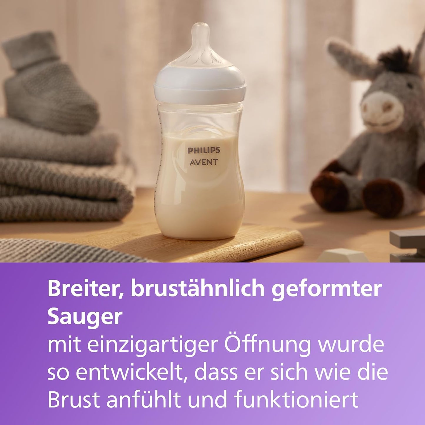 Philips Avent Natural Response Geschenkset für Babys: 4 Natural Response Babyfläschchen (260 ml) mit T3 Saugern (ab 1 Monat), SCY903/61