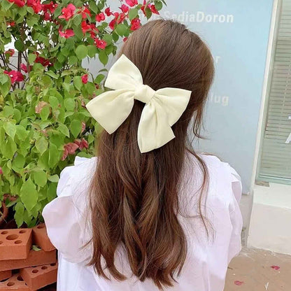 Bow Hair Clip, Pack of 2 Women Hair Bows Large Bow Hair Clip French Hair Clips Girls Hair Clips (Black + White)