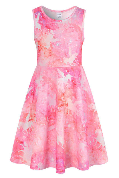 Mädchenkleid Schmetterling A-Linie Ärmelloses Sommerkleid Buntes Kleid 4-12 Jahre