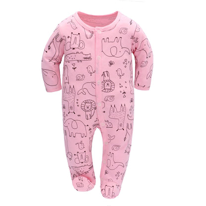 3PCS Baby Schlafstrampler Babychlafanzug Babyschlafsack Baumwolle mit Füßen mit knöpfen Gr. 56 62 68 für Junge Mädchen Neugborenen