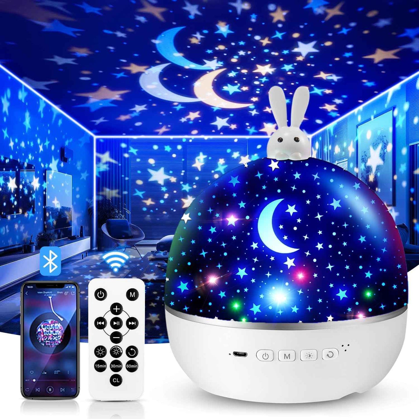 Sternenhimmel Projektor Kinder mit 15 Film, Nachtlicht Kinder Nachtlicht Baby, Bluetooth Sternenprojektor Galaxy Projektor, Geschenke für Mädchen Kinder Geschenke Mädchen, Kinderzimmer Deko