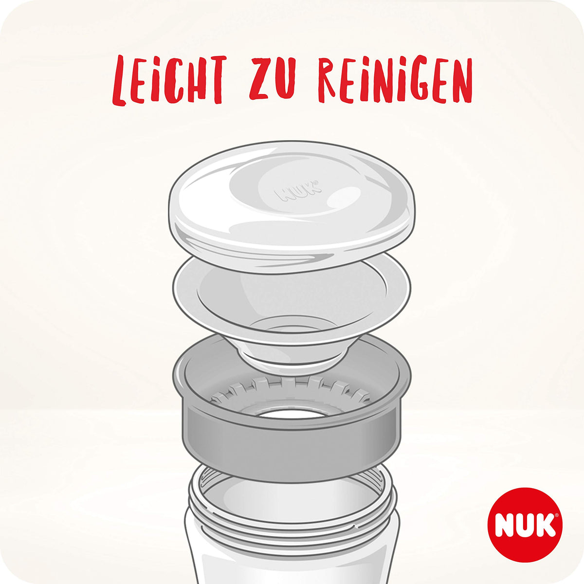 NUK Magic Cup Trinklernbecher | 8+ Monate | 230 ml | auslaufsicherer 360°-Trinkrand | rote Krabbe