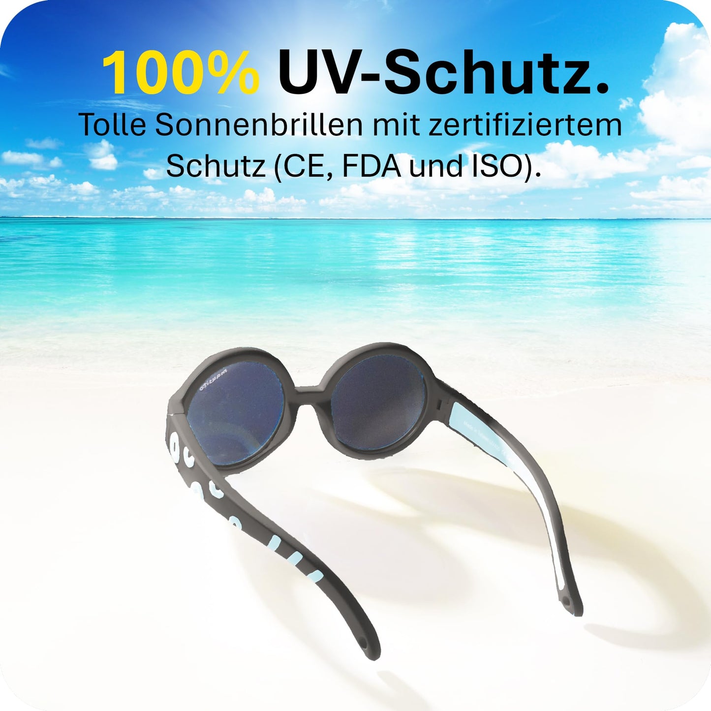 Mausito Sonnenbrille Kinder 6-24 Monate & 2-5 Jahre | VERGLEICHSSIEGER Kindersonnenbrille 100% UV-Schutz | BIEGSAM | Schadstofffreie Kindersonnenbrillen mit Band | Europäisches Design für Kinder