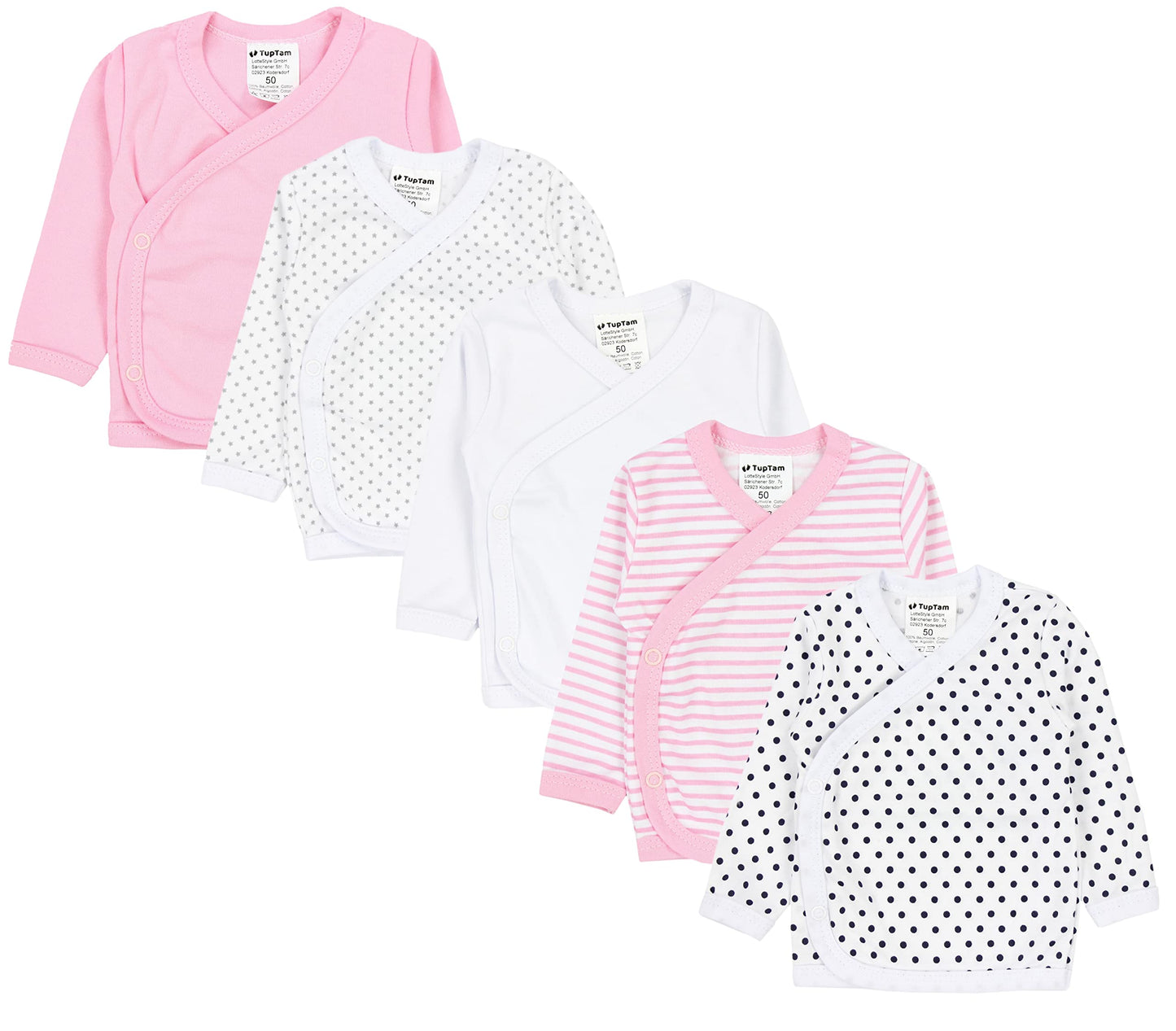 TupTam Baby Mädchen Langarm Wickelshirt Baumwolle 5er Set