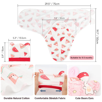 Neugeborene Swaddle Decke Hut Set Baby Gedruckt Swaddles Säugling Einstellbar Schlafsack für 0-3 Monate Mädchen Jungen