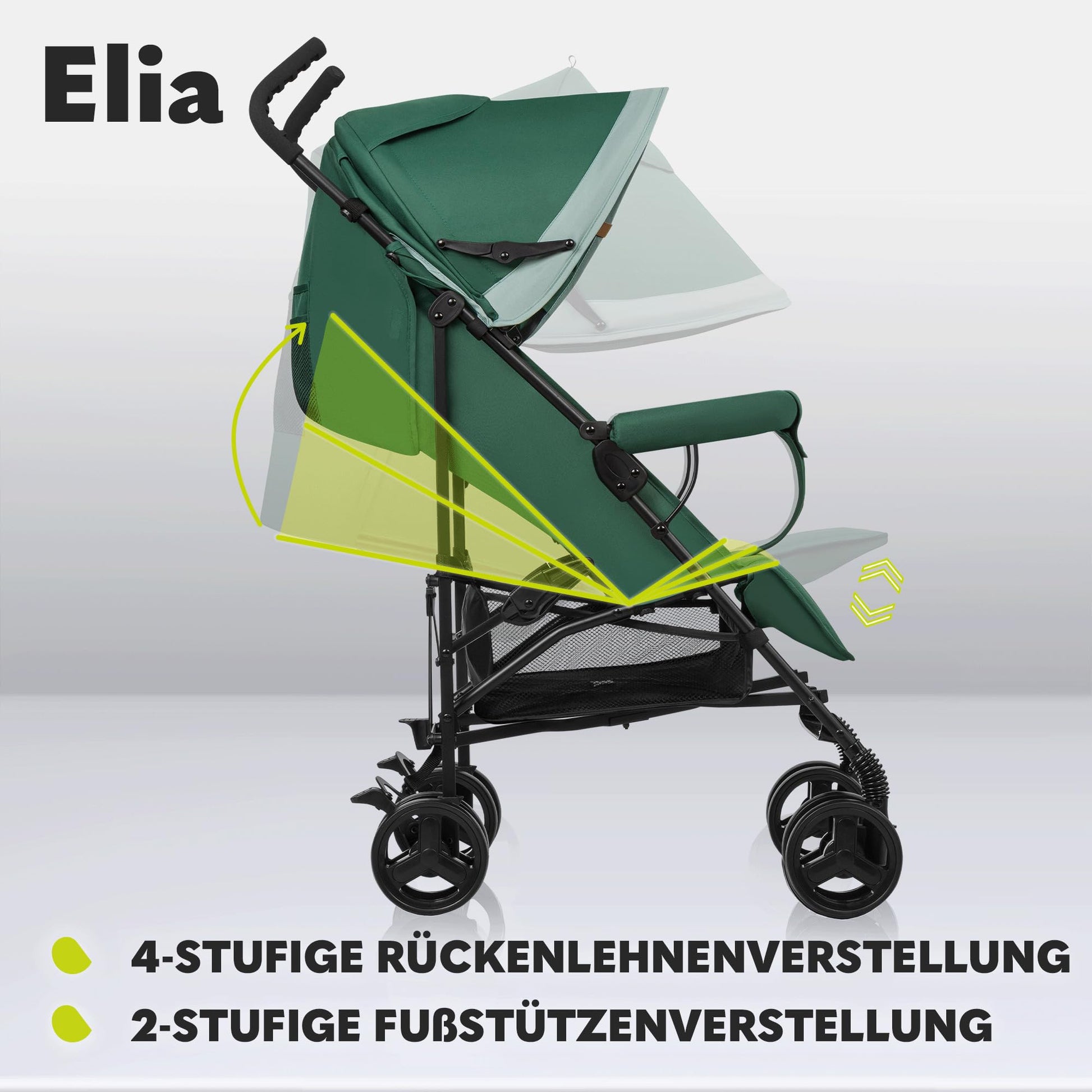 LIONELO Elia Buggy Small Foldable Pushchair up to 15 kg, Back and Footrest Adjustment, Rear Wheel Brake, Mosquito Net, Shopping Basket - Meloni2