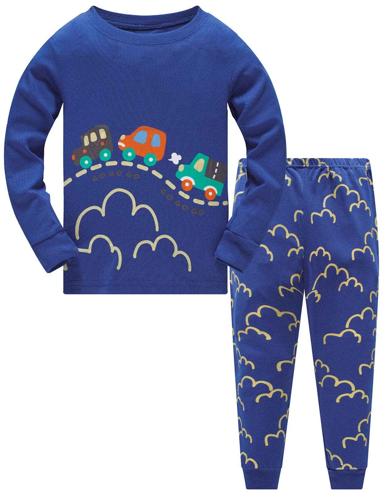 TEDD Boys’ Pyjamas, Dinosaur Long-Sleeve Two-Piece Pyjamas, Kids’ Cotton Pyjama Set, Winter, Christmas Sleepwear, Size 1–12 Years