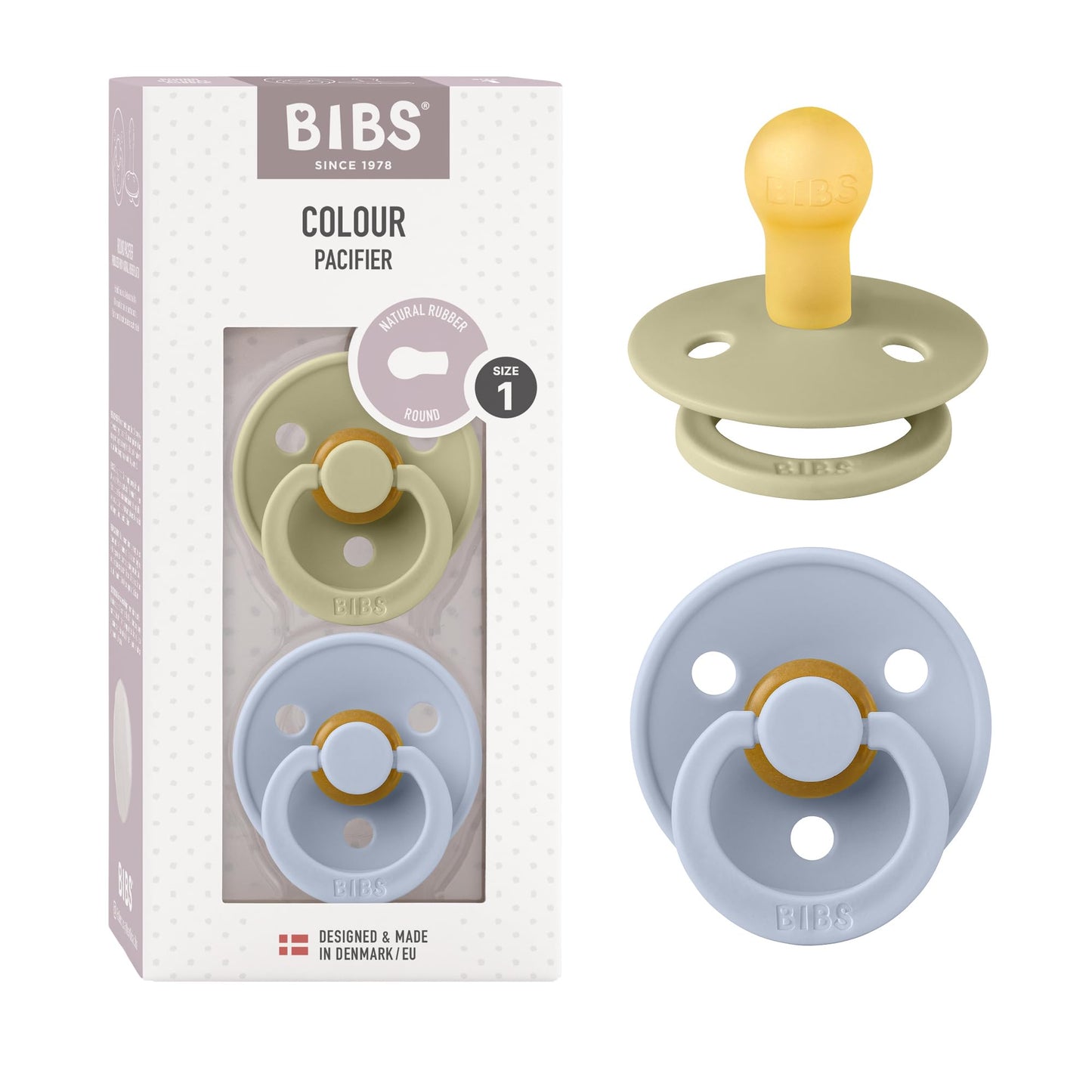 BIBS Colour Schnuller 2er-Pack, BPA-frei, Kirschform Nippel. Naturkautschuk/Latex, Hergestellt in Dänemark. Größe 2 | 6+ Monate | 2-Pack, Coral/Ruby