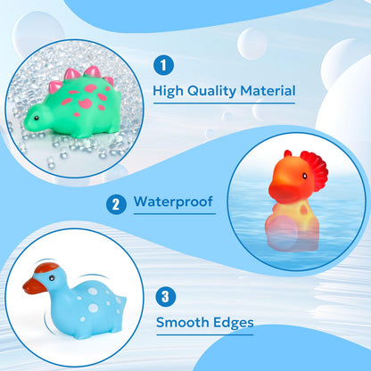 Jiosdo Bath Toy, Pack of 6 Dinosaur Bath Toys with Light, LED Bath Toy Children, Bath Toy Baby from 1 2 3 Years, Illuminates Water Toy, Bath Toys, Sensory Toy