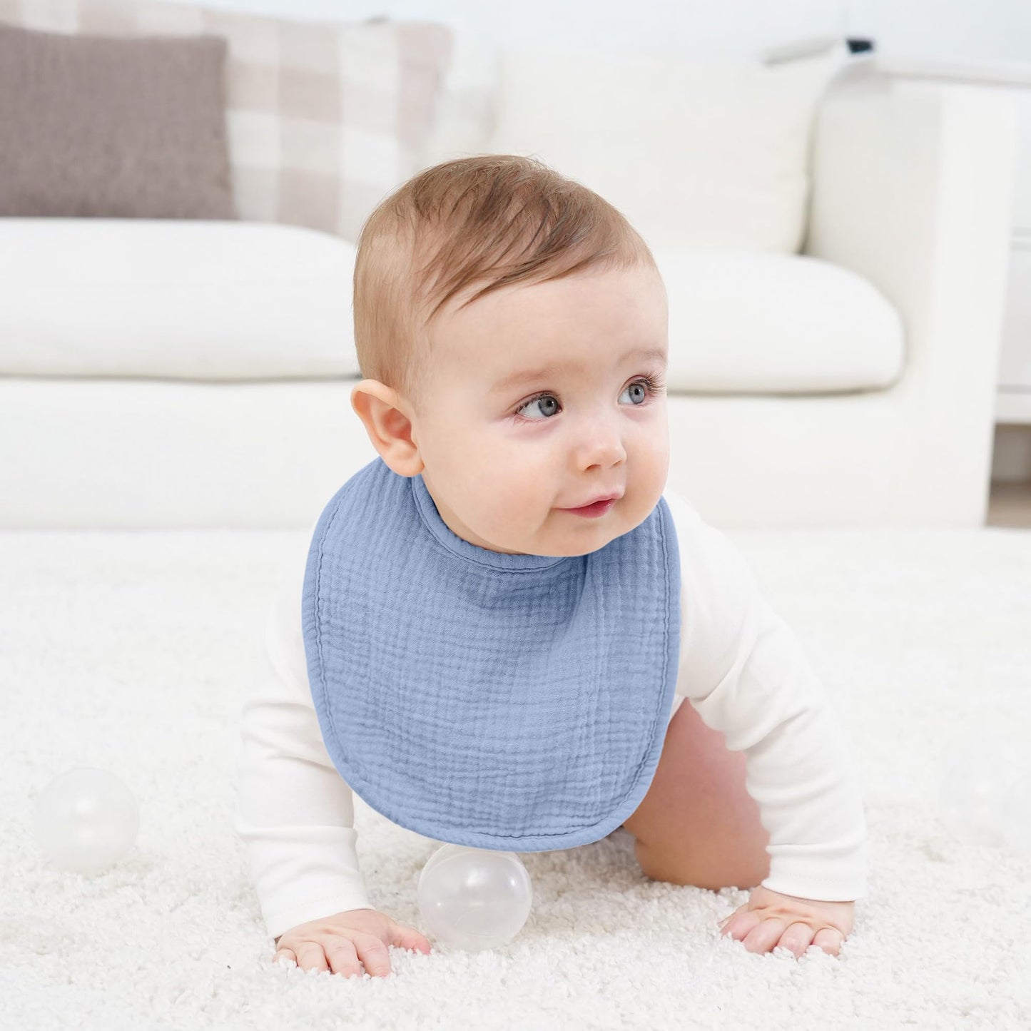 Susurration Bibs Baby Muslin Bandana Baby Soft Adjustable Square Dribble Bibs 6 pack for Unisex Girls &amp; Boys 