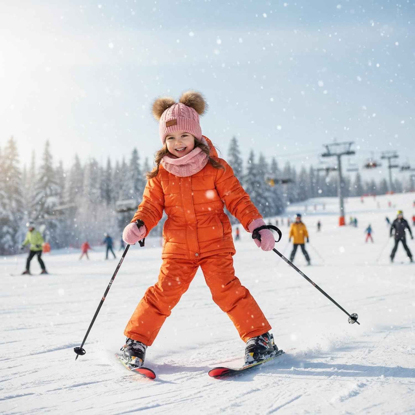 Hat Scarf Set Girls, Winter Hat Girls, Winter Hat Children, Scarf and Hat Set Hat Girls 6 Years, 4-Piece Set in Soft Pink