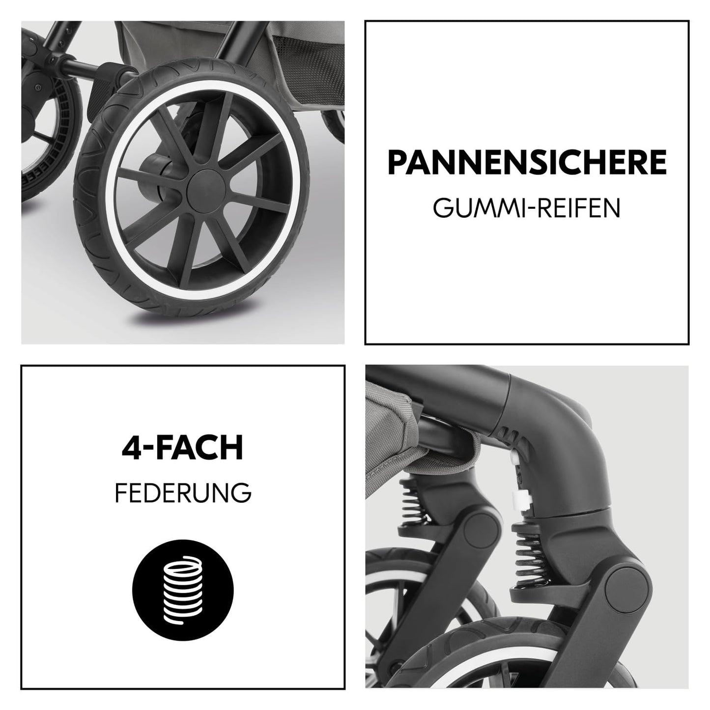 hauck 2 in 1 Kinderwagen Set ab Geburt bis 22 kg Move N Care Set, Große Babywanne, Wendbarer Buggysitz mit Liegefunktion, Teleskopgriff Gummiräder Federung, UV-Schutz 50+, Faltbar, XL Korb (Dark Grey)