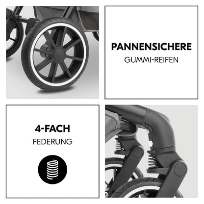 hauck 2 in 1 Kinderwagen Set ab Geburt bis 22 kg Move N Care Set, Große Babywanne, Wendbarer Buggysitz mit Liegefunktion, Teleskopgriff Gummiräder Federung, UV-Schutz 50+, Faltbar, XL Korb (Dark Grey)