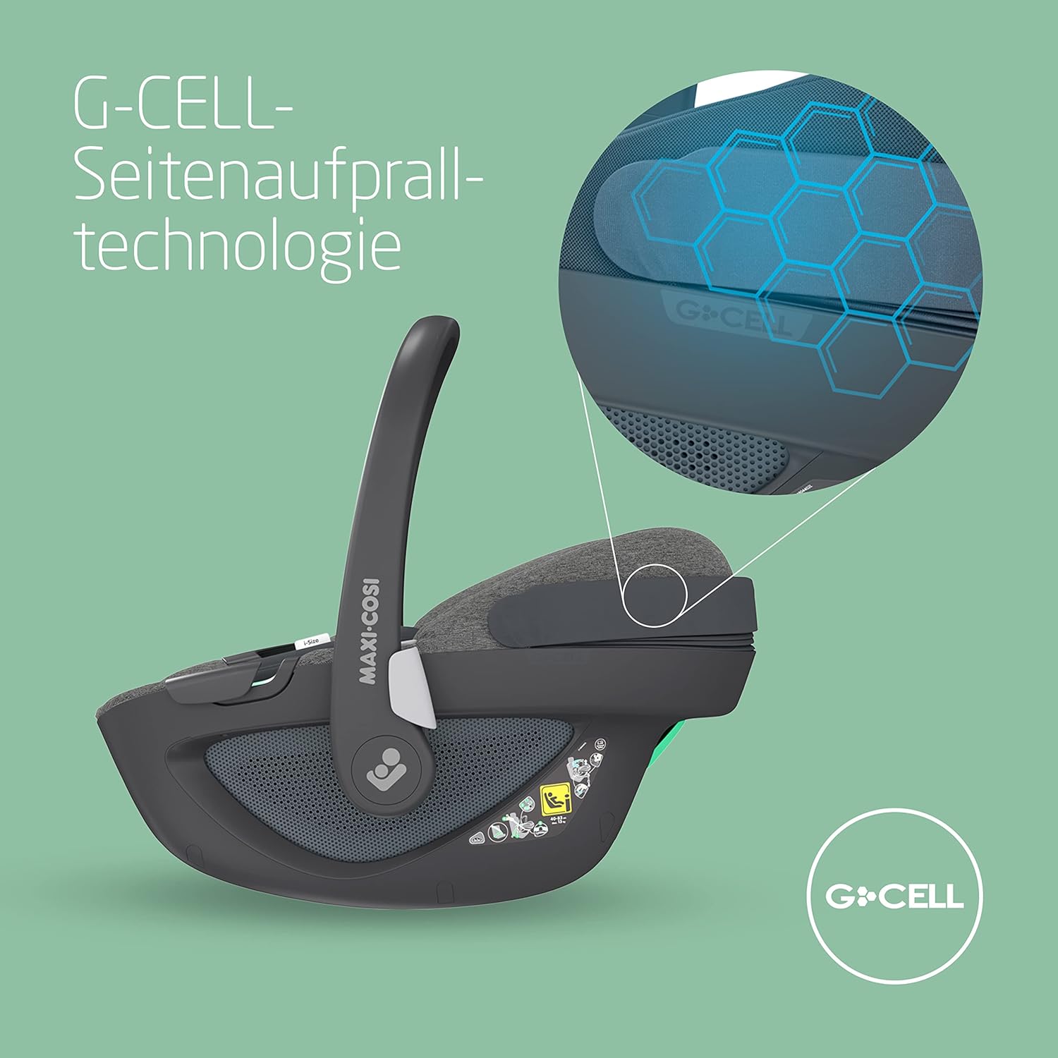 Maxi-Cosi Pebble 360 i-Size Babyschale Drehbar, Neugeborenen Autositz 360 Grad, 0–15 Monate (40–83 cm), Drehung mit einer, ClimaFlow, Easy-In-Gurt, G-CELL Seitenaufprallschutz, Select Grey - Meloni2