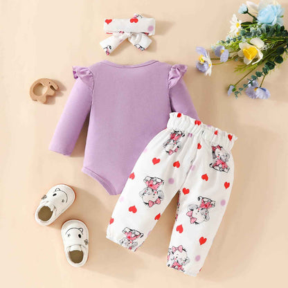 Toddler Girls Long Sleeve Cartoon Prints Romper Body Trousers Headbands Outfits Baby Clothing 6 Months Boy Baby Things For Girls