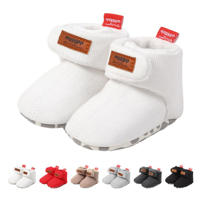 Tolaler Baby Newborn Fleece Booties Unisex, Thickened Lining, Warm Baby Winter Shoes, Adjustable Non-Slip with Soft Sole, Baby Booties/Everyday Wear (0–18 Months)