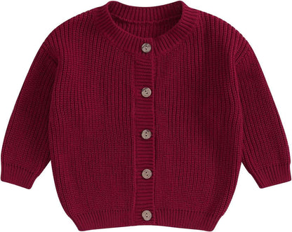 FOMOYUU Strickjacke für Kleinkinder und Neugeborene, Mädchen, langärmelig, Knopfleiste, Sweatshirt, Jacke, Herbst-Outfits
