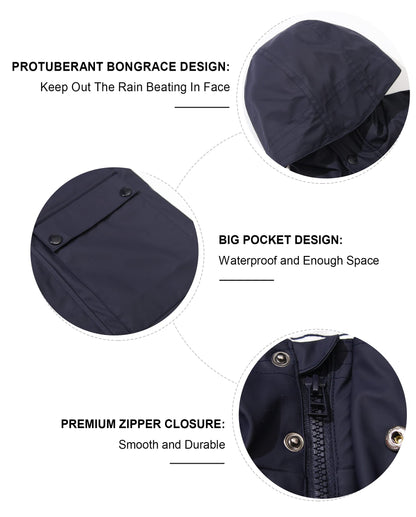 SOLOCOTE Kinder Regenjacke mit Kapuze gefüttert Gummi Regenmäntel für Mädchen Jungen Wasserdicht Winddicht Größe