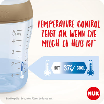 NUK First Choice+ Babyflaschen Starter Set | 0–6 Monate | 4 Flaschen mit Temperature Control & Flaschenbox | Anti-Colic Air System | BPA-frei | Disney Winnie Puuh - Meloni2