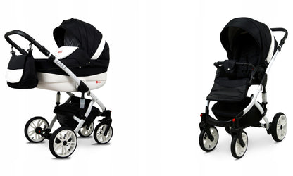 BabyLux® Bambimo Kinderwagen Set 3 in 1 - Lilly - incl. Babywanne, Buggy Sportsitz, Auto-Babyschale - Autositz - Kinderwagenset - Kombikinderwagen mit Wickeltasche, Regenschutz usw.