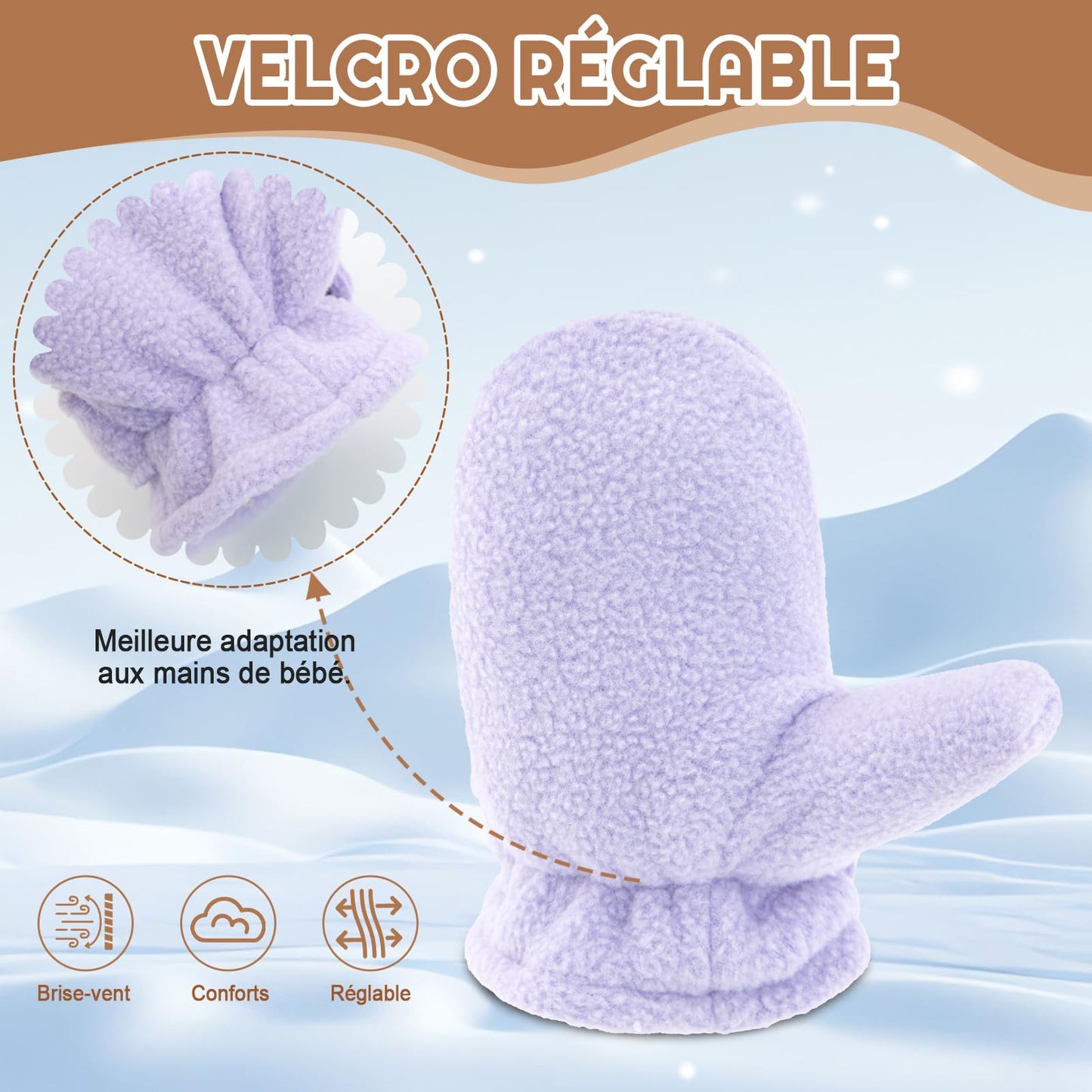 SEYUFN Baby Winter Gloves Fleece Lining Toddler Boys Warm Soft Baby Girls Adjustable Gloves Outdoor Gloves