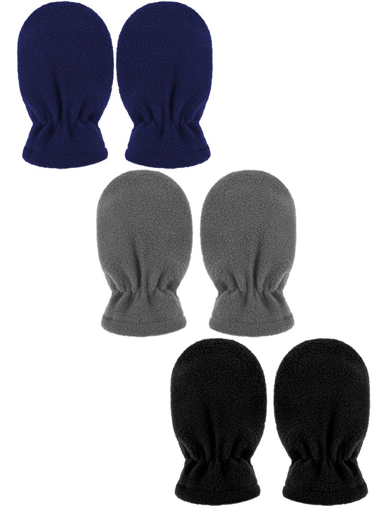 Boyiee 3 Pairs Newborn Baby and Toddler Winter Mittens Gloves Fleece