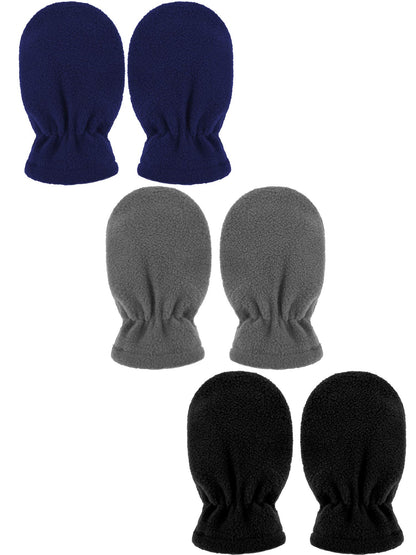 Boyiee 3 Pairs Newborn Baby and Toddler Winter Mittens Gloves Fleece