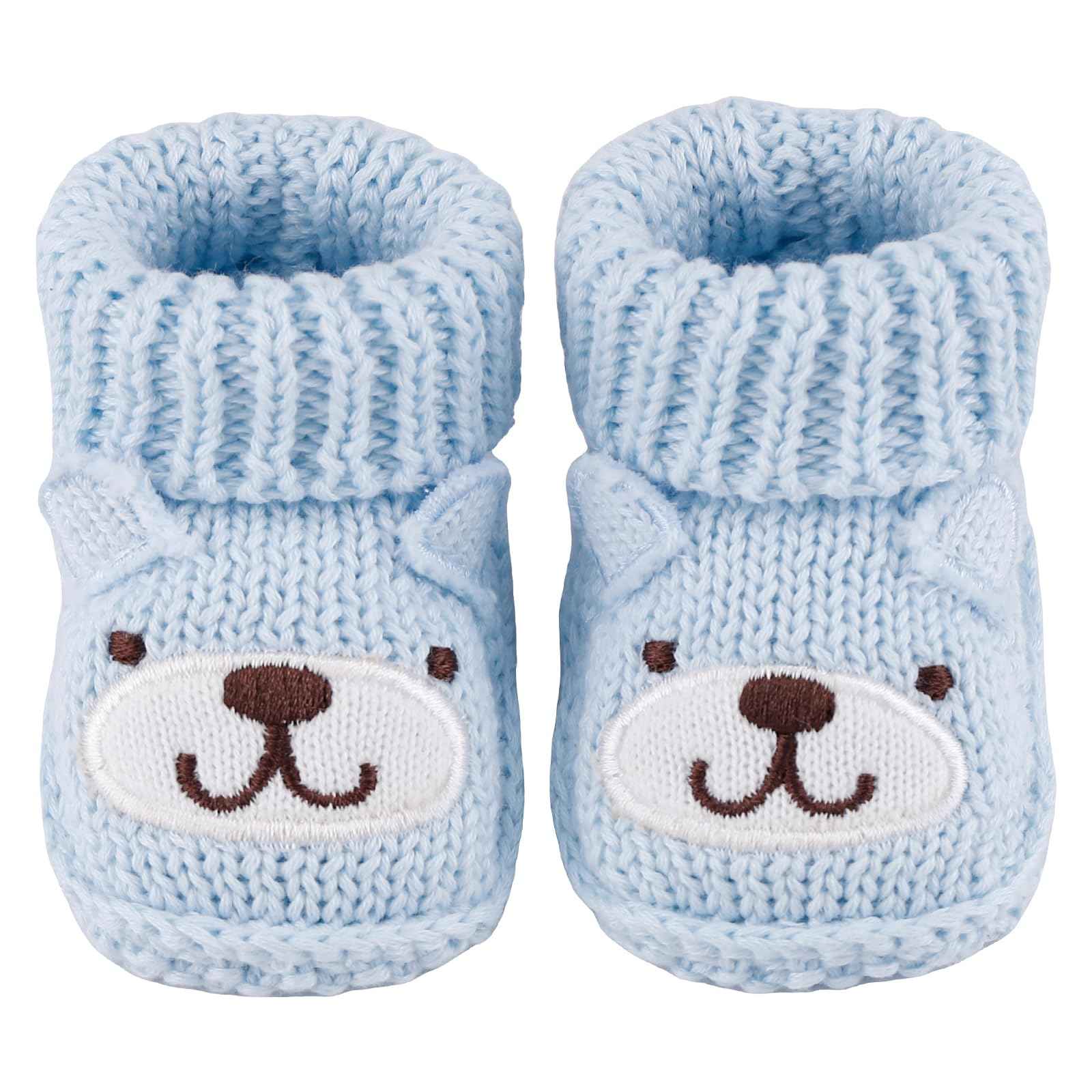 LACOFIA 2 Pairs Newborn Knitted Baby Shoes Soft Baby Boys Girls Ankle Boots 0-3 Months