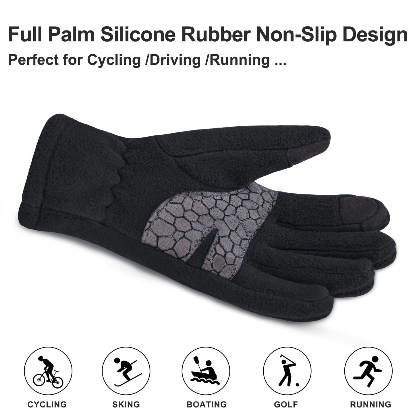 Arcweg Children's Gloves, Fleece, Warm Running Gloves, Winter Gloves, Non-Slip Cycling Gloves, Touchscreen Gloves for Boys and Girls, Finger Gloves for Sports, Outdoor, Camping, Hiking, Running