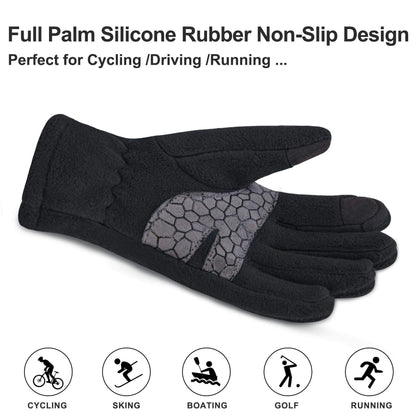 Arcweg Children's Gloves, Fleece, Warm Running Gloves, Winter Gloves, Non-Slip Cycling Gloves, Touchscreen Gloves for Boys and Girls, Finger Gloves for Sports, Outdoor, Camping, Hiking, Running