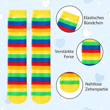 4 Pairs Striped Knee Socks Girls, Rainbow Knee Socks Children, Rainbow Socks, Colourful Thigh High Socks Leg Stocking 2-12 Years Size 23-38