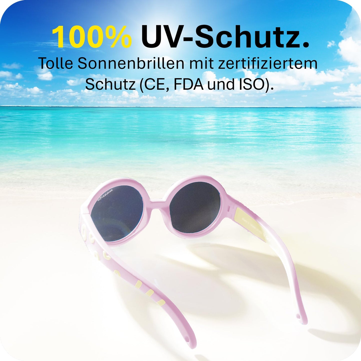 Mausito Sonnenbrille Kinder 6-24 Monate & 2-5 Jahre | VERGLEICHSSIEGER Kindersonnenbrille 100% UV-Schutz | BIEGSAM | Schadstofffreie Kindersonnenbrillen mit Band | Europäisches Design für Kinder