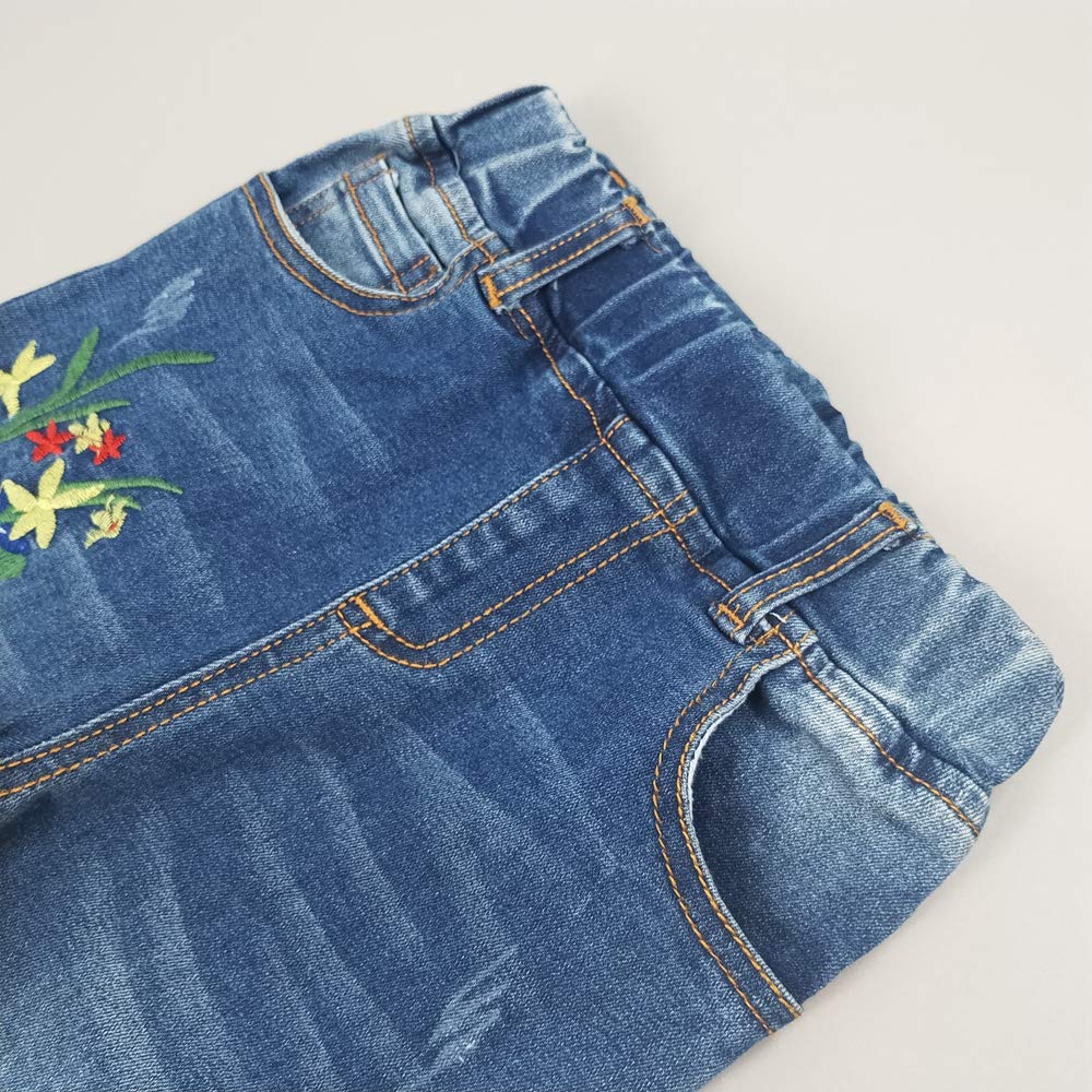 KIDSCOOL SPACE Girls Jeans Split Hem with RAL Edges Elastic Waist in High Elastic Wide Leg Denim Pants
