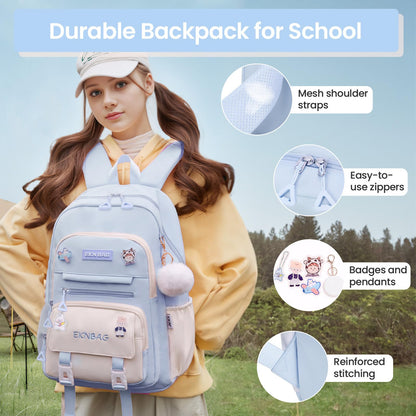 Tanou Schulrucksack Mädchen Schulranzen Kinder der 3.-7. Klasse, Rosa | Große Kapazität Schulrucksack Teenager, Leichter Nylon Mädchen Schultasche für Schule Reisen