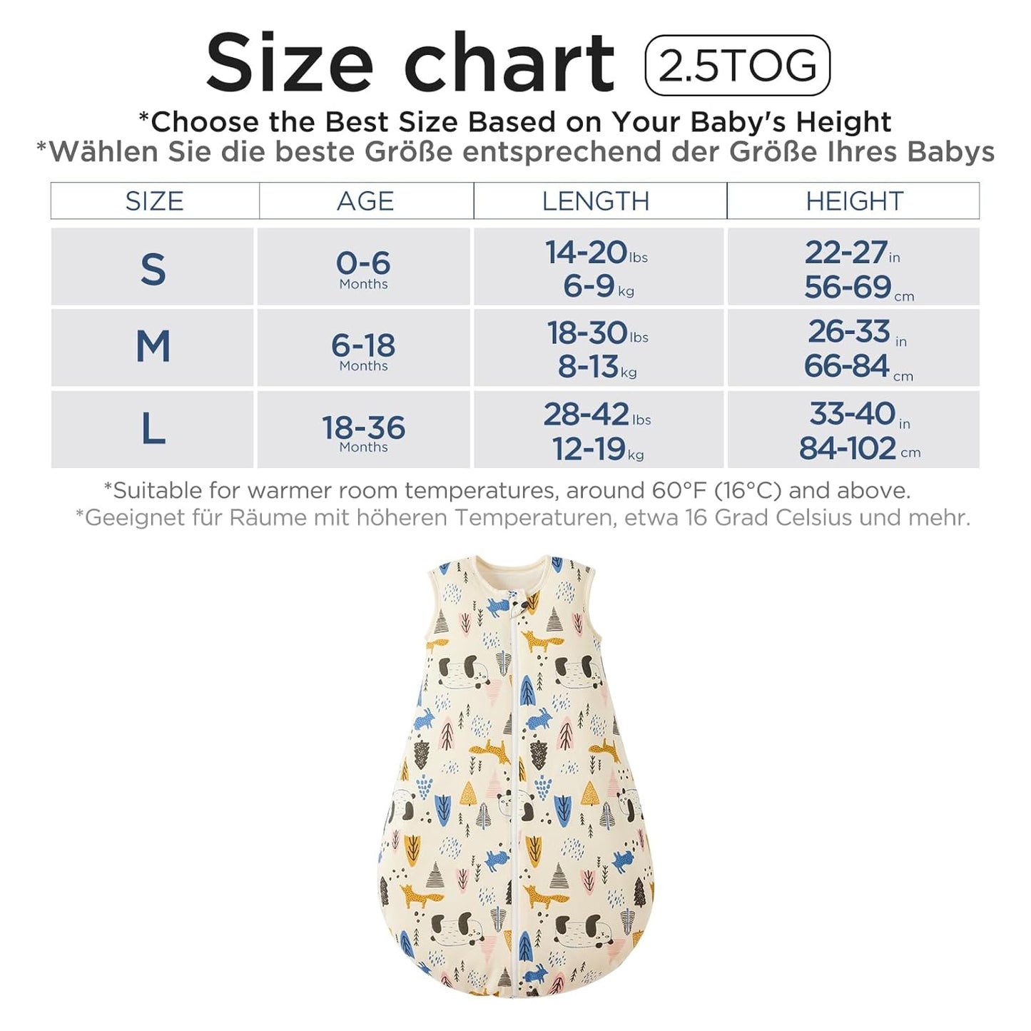 Duomiaomiao 3.5 Tog Baby Sleeping Bag, 100% Cotton Baby Sleeping Bag, Winter, Girls Newborn, Boys Sleeping Bag, Warm Newborn Children (100)