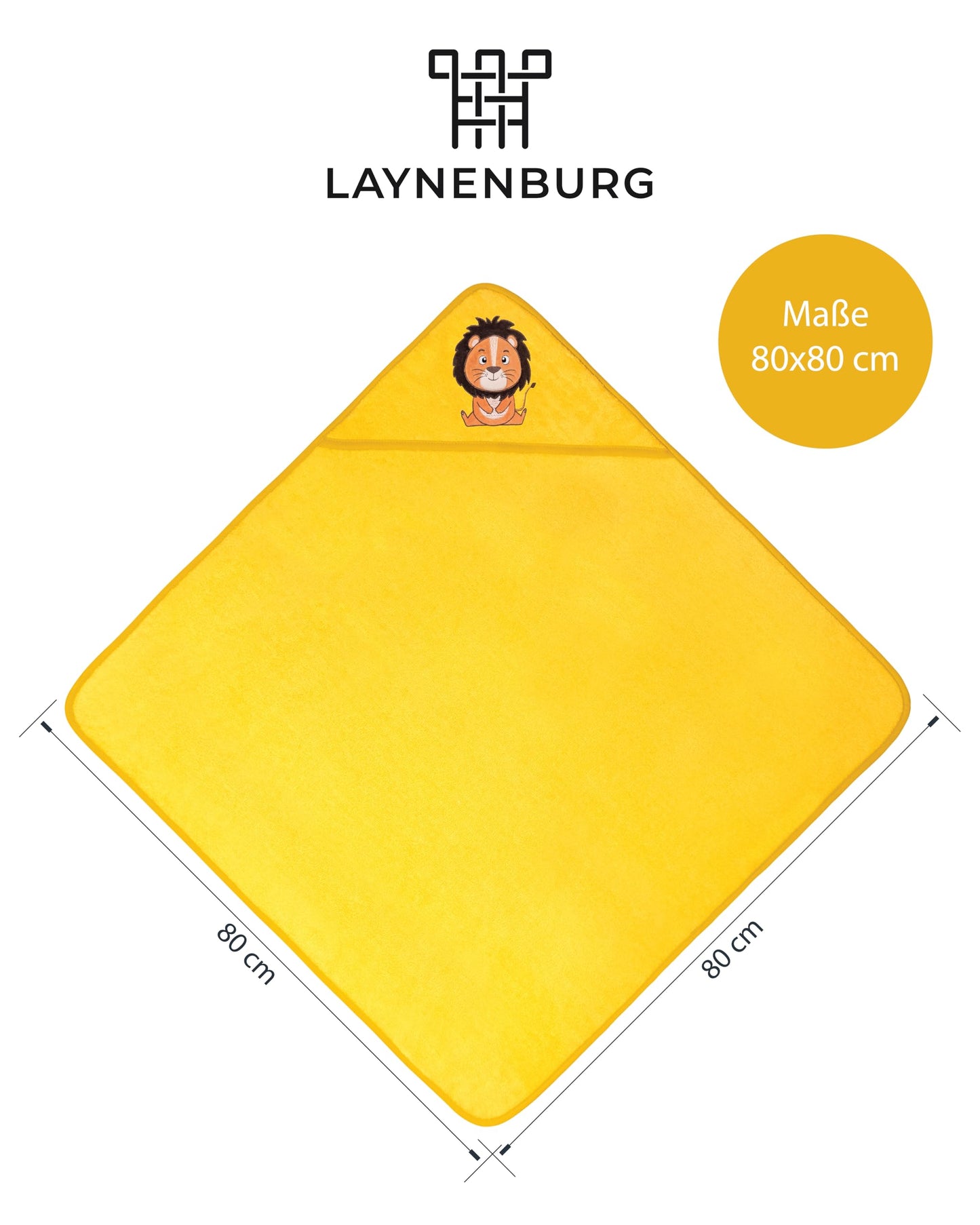 LAYNENBURG Premium Kapuzenhandtuch Baby - Badehandtuch aus 100% Baumwolle - Oeko TEX - Handtuch mit Kapuze für Neugeborene & Kinder - Badetuch, Babyhandtuch Mädchen, Jungen (Waschbär 80 x 80cm)