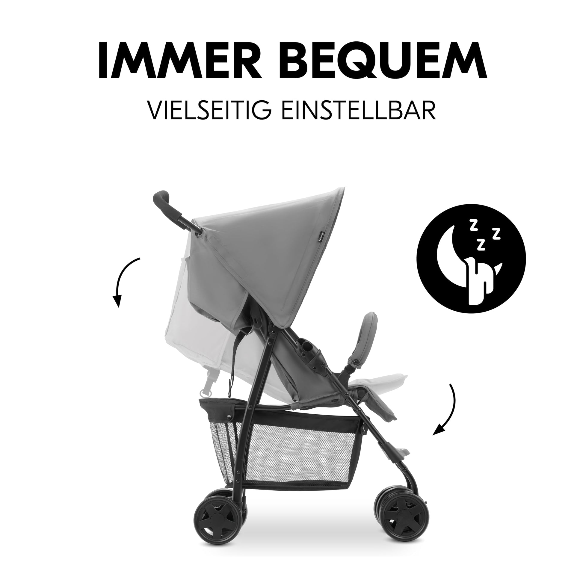 Hauck Lightweight Stroller up to 18 kg with reclining function from birth, small foldaway, sun canopy, large basket - Meloni2