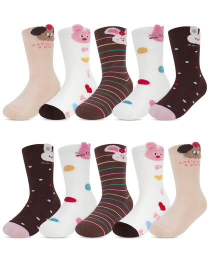 Kyopp 10 Paar Socken Kinder Mädchen und Jungen Klassisch Socken Lustig Cotton Socken Crew Socks Winter/Sommer
