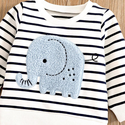 Kleinkind Baby Jungen Kleidung Niedliche Tierdruck Langarm Sweatshirt Tops und Jeans Set Herbst Winter Baby Junge Jeans Casual 2-teiliges Outfit