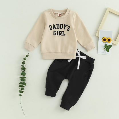 Baby Unisex Weihnachten 2-teilige Hosen Set Jungen Mädchen Weihnachten Outfit Langarm Lebkuchen Papas Mädchen Briefdruck Sweatshirt + Jogginghose Weihnachten Outfit Set Weihnachten Streetwear
