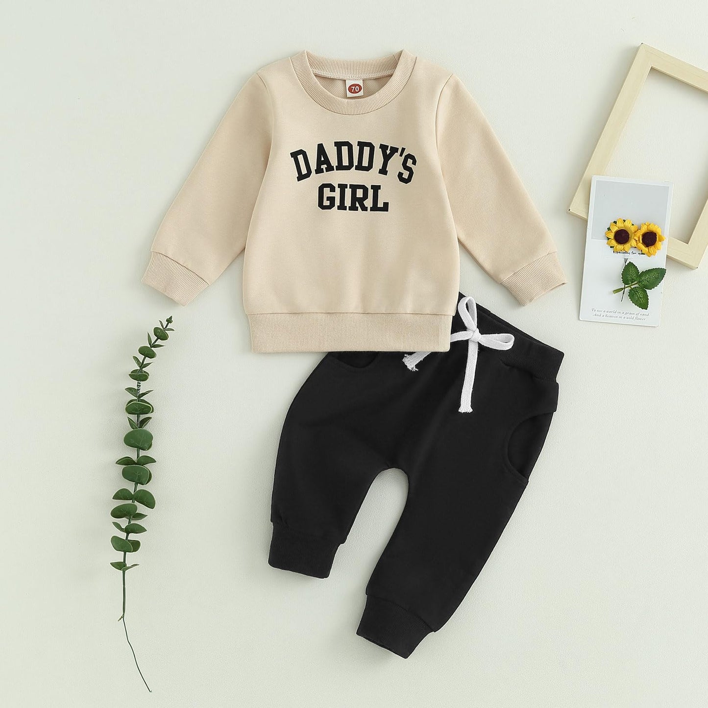 Baby Unisex Weihnachten 2-teilige Hosen Set Jungen Mädchen Weihnachten Outfit Langarm Lebkuchen Papas Mädchen Briefdruck Sweatshirt + Jogginghose Weihnachten Outfit Set Weihnachten Streetwear