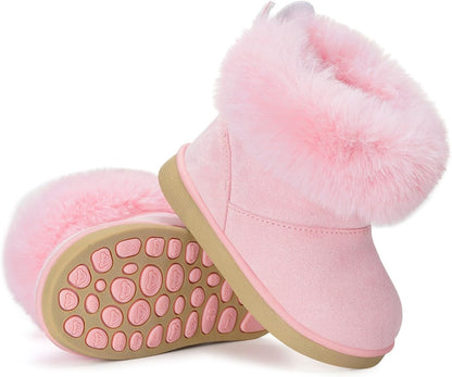 KVbabby Winter Boots Girls Warm Children's Winter Shoes Plush Lined Baby Ankle Boots Snow Boots Non-Slip Boots Toddler Shoes Slip On Boots