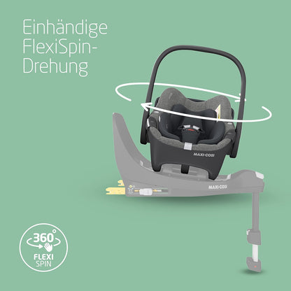 Maxi-Cosi Pebble 360 i-Size Babyschale Drehbar, Neugeborenen Autositz 360 Grad, 0–15 Monate (40–83 cm), Drehung mit einer, ClimaFlow, Easy-In-Gurt, G-CELL Seitenaufprallschutz, Select Grey - Meloni2