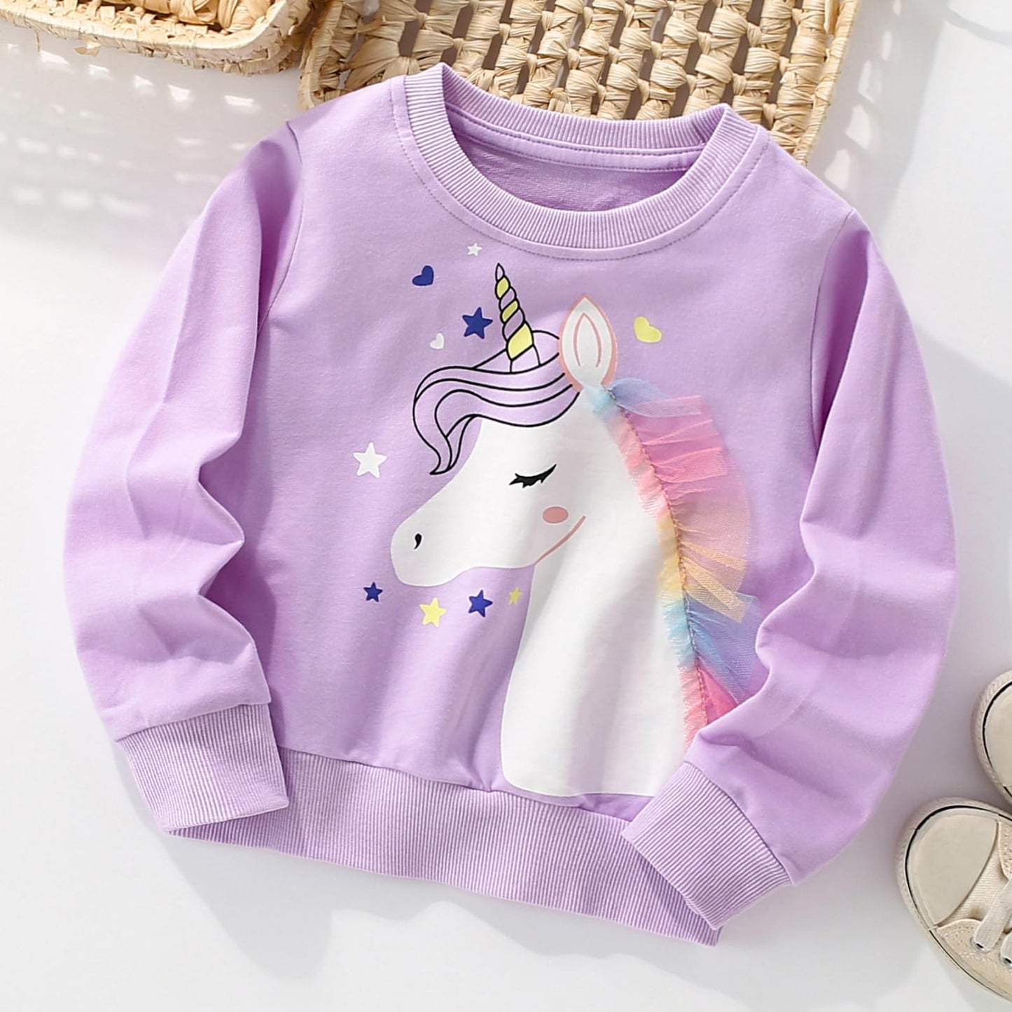 Sweatshirt Mädchen Pullover Kinder Mädchen Baumwolle Langarm Shirt Einhorn Bunny Warm Tops 2-8 Jahre Größe 92 98 104 110 116 122 128