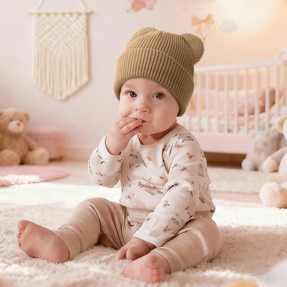 DRESHOW Toddler Beanie Baby Winter Hats Baby Soft Knitting Cute Bear Ears Hat for Boys Girls Warm Hat Hats for 0 Months - 24 Months 
