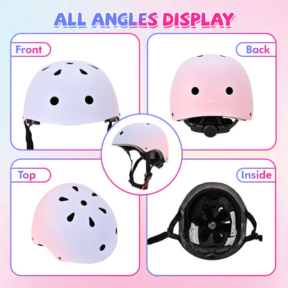 LOKJIJI Verstellbarer Kinder Fahrradhelm Skaterhelm für Mädchen Jungen Kinder Jugend, Farbe Farbverlauf Kinder Schutzhelme für Multi-Sportarten Fahrrad Skateboard Skaten