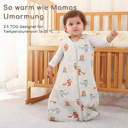Yukkidds Baby Summer Sleeping Bag, 100% Cotton, 0.5 Tog, beige elephant, 0 - 6 months